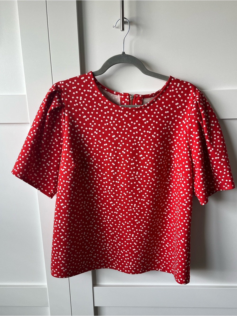 MELLODAY Red and White Short Sleeve Blouse